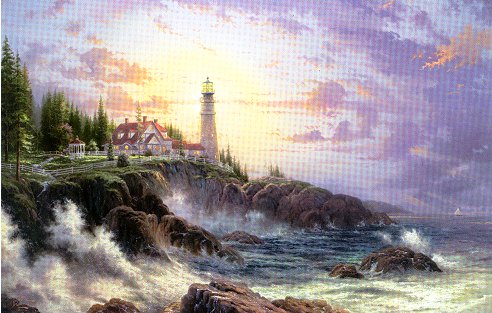 (image for) Handmade Oil painting for home canvas, oil painting framed canvas for living room Thomas Kinkade's painting,No.96